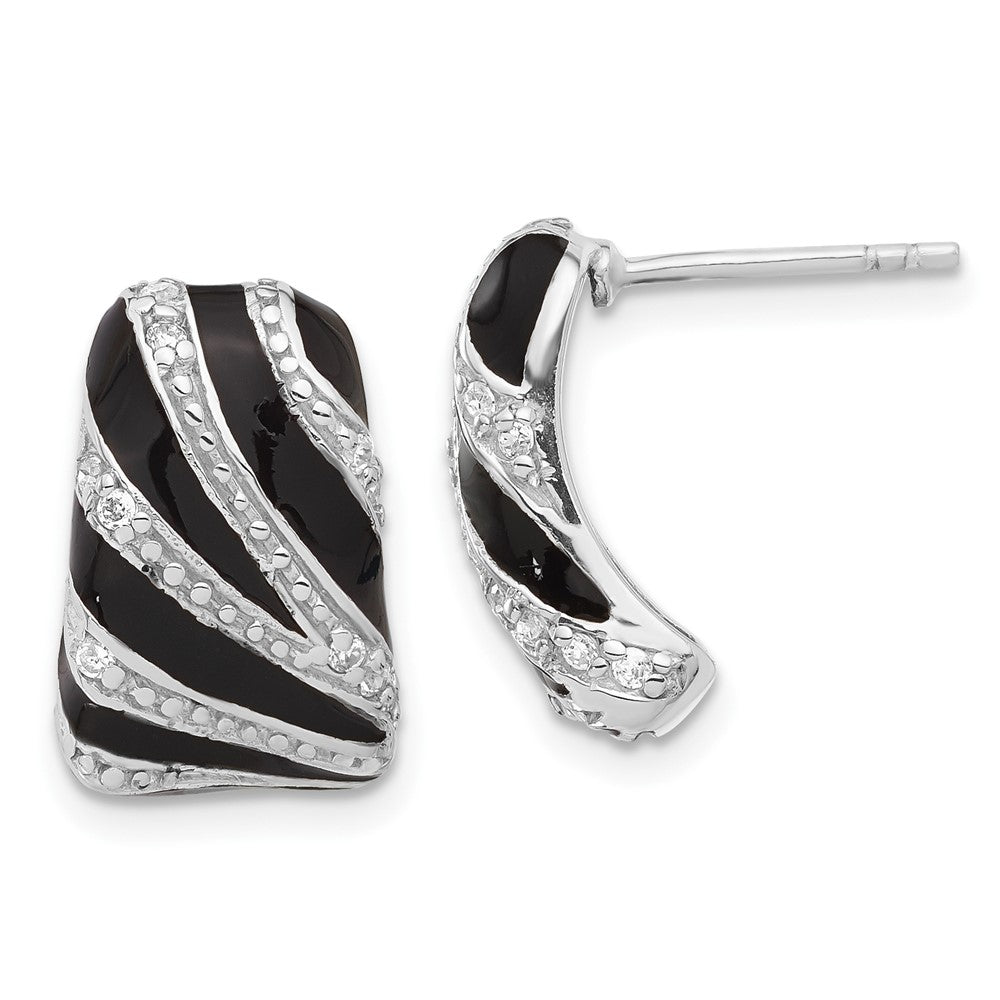 Sterlingsilber Poliert Zirkonia & Emaille Stecker Ohrhänger