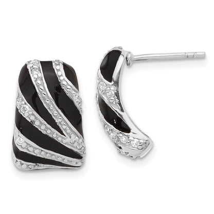 Sterlingsilber Poliert Zirkonia & Emaille Stecker Ohrhänger
