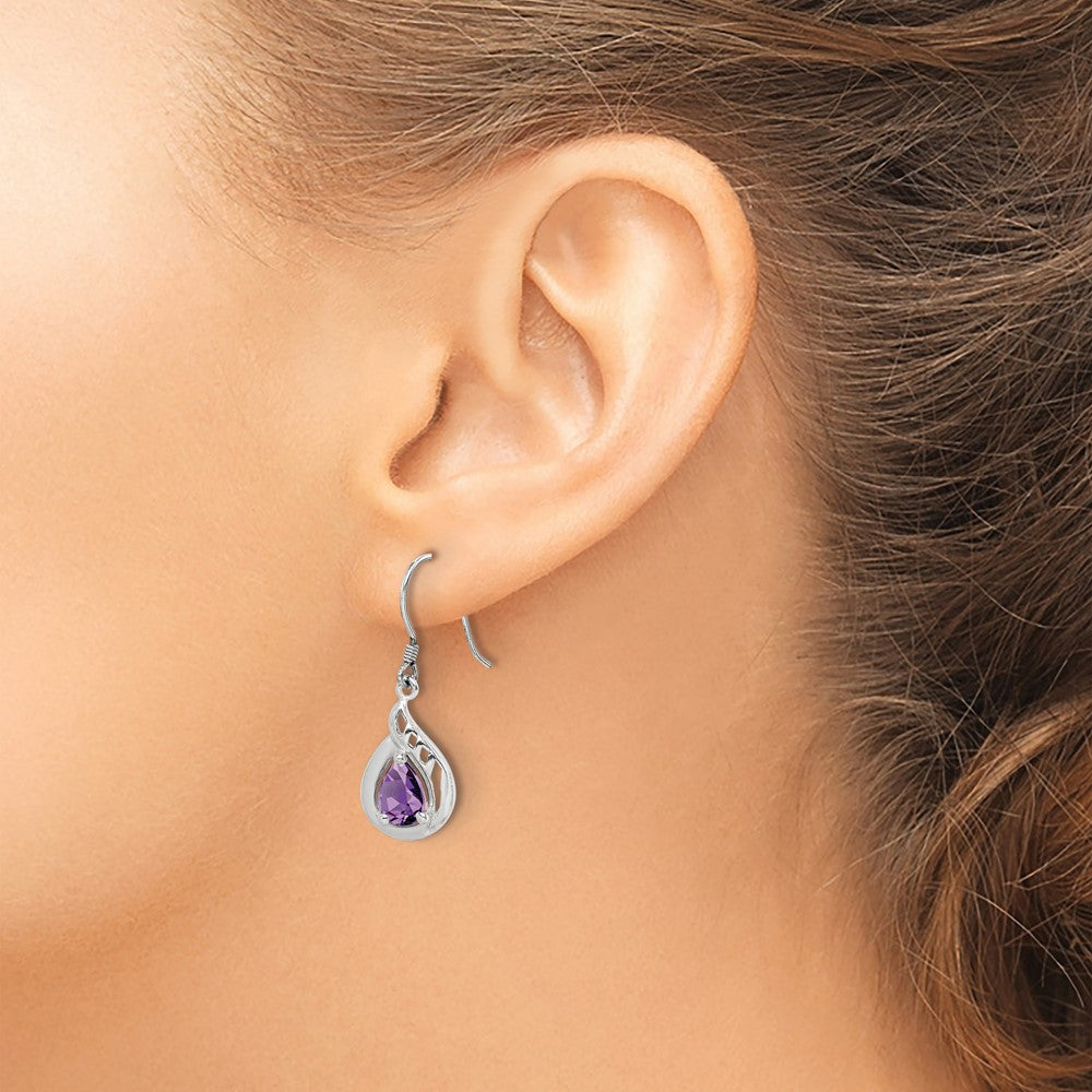 Sterlingsilber Amethyst Poliert Fantasie Ohrhänger