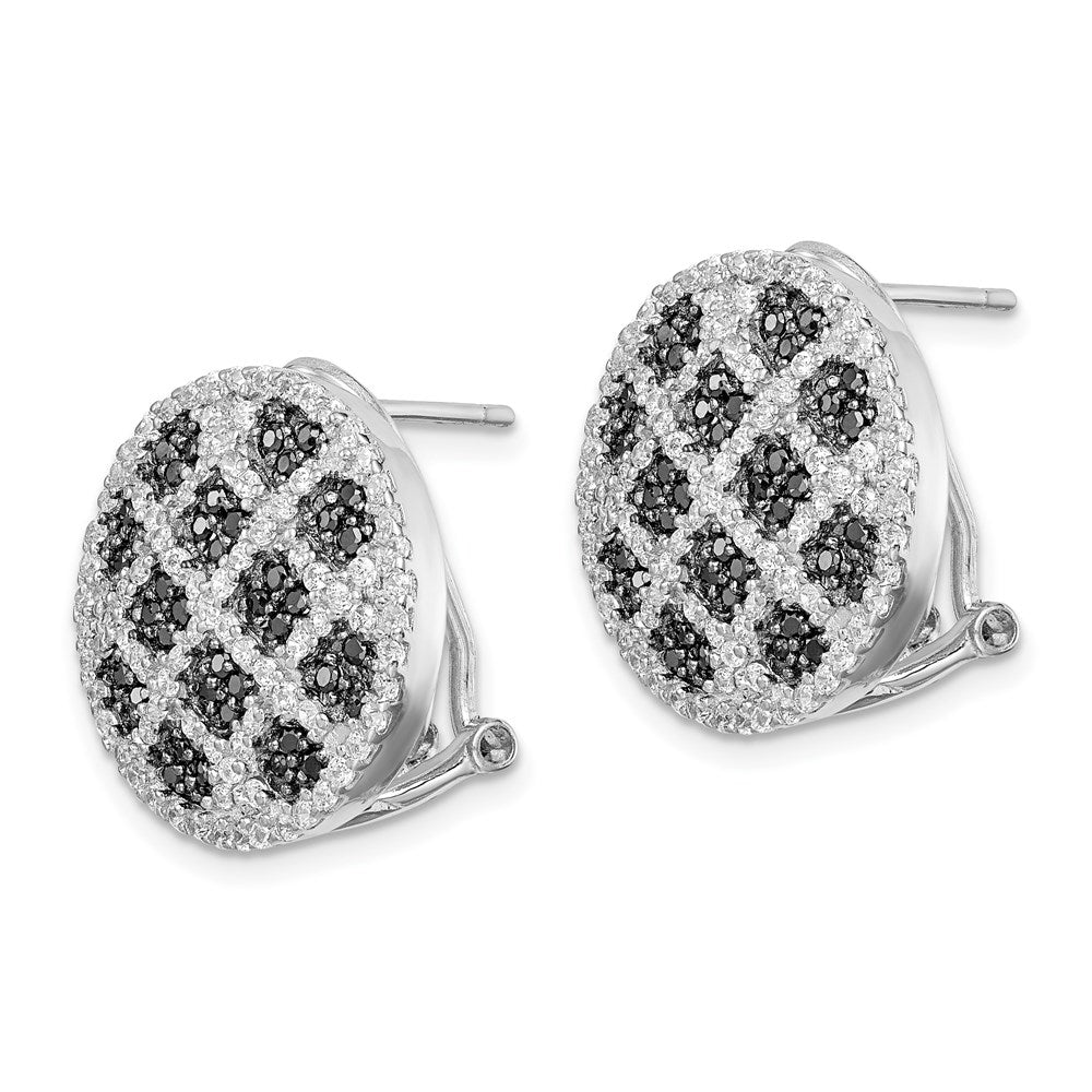 Sterlingsilber Rhodiniert Schwarz/white Zirkonia Kreuz Omega Rückseite Ohrringe