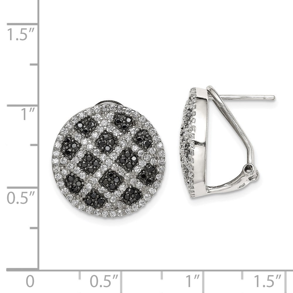 Sterlingsilber Rhodiniert Schwarz/white Zirkonia Kreuz Omega Rückseite Ohrringe