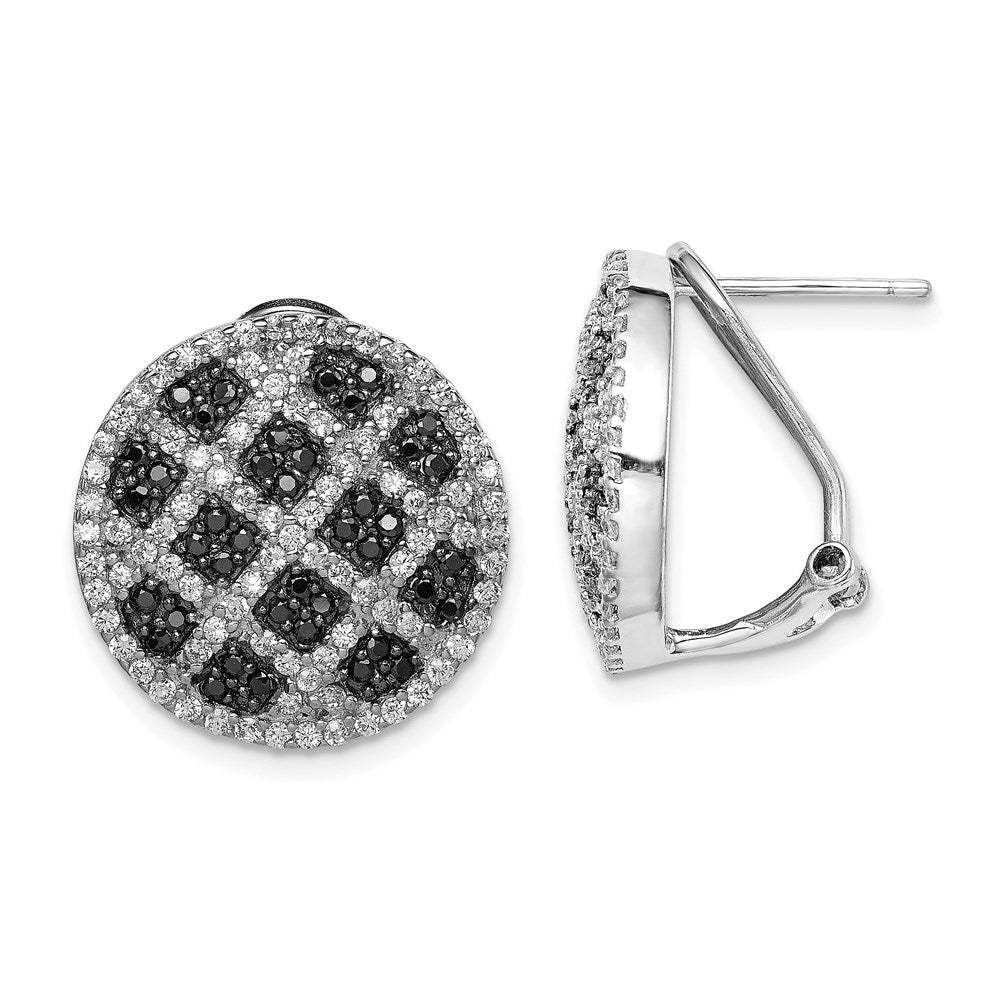 Sterlingsilber Rhodiniert Schwarz/white Zirkonia Kreuz Omega Rückseite Ohrringe