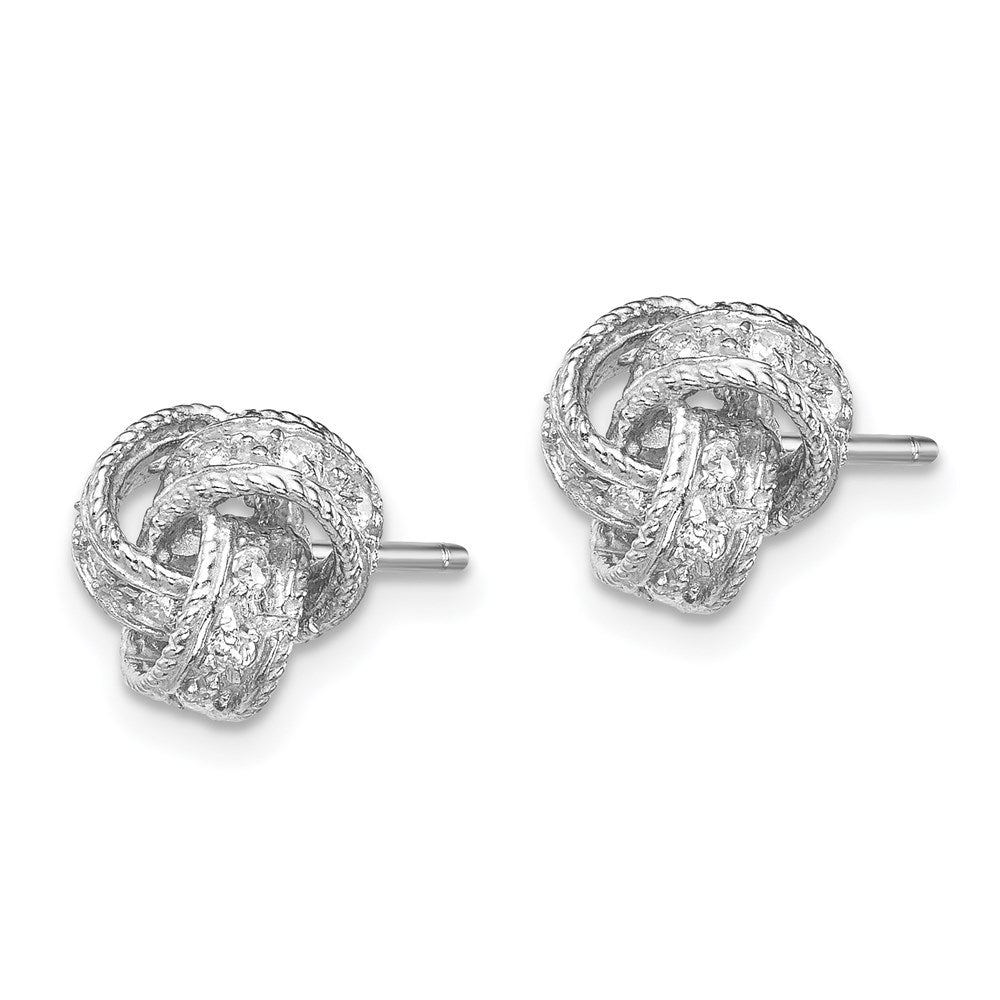Sterlingsilber Rhodiniert Zirkonia Liebe Knoten Ohrstecker