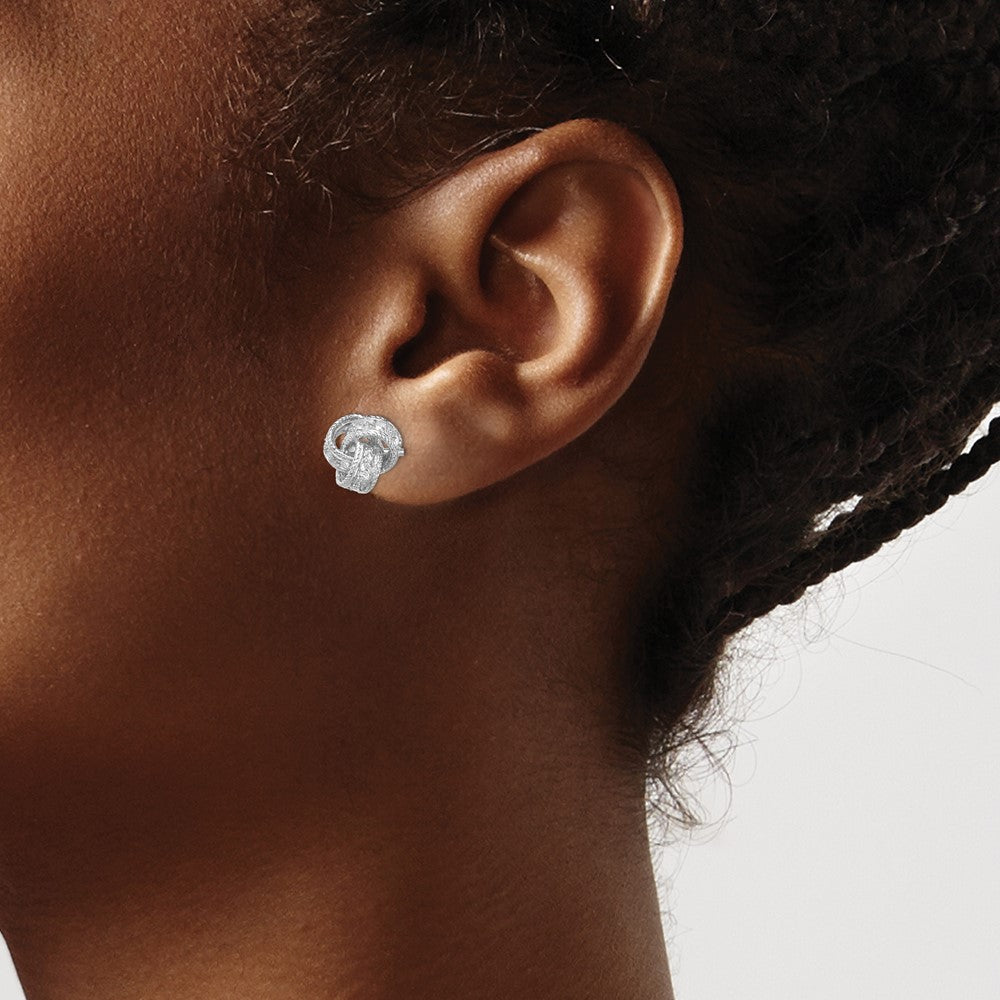 Sterlingsilber Rhodiniert Zirkonia Liebe Knoten Ohrstecker