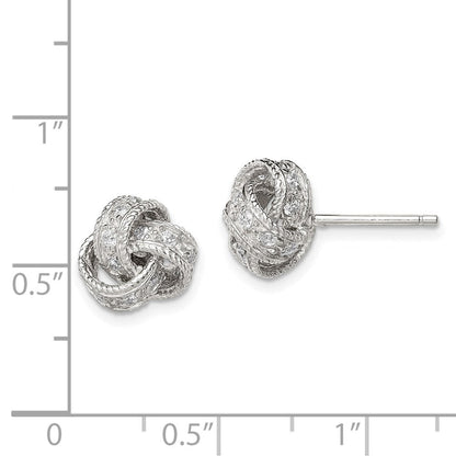 Sterlingsilber Rhodiniert Zirkonia Liebe Knoten Ohrstecker