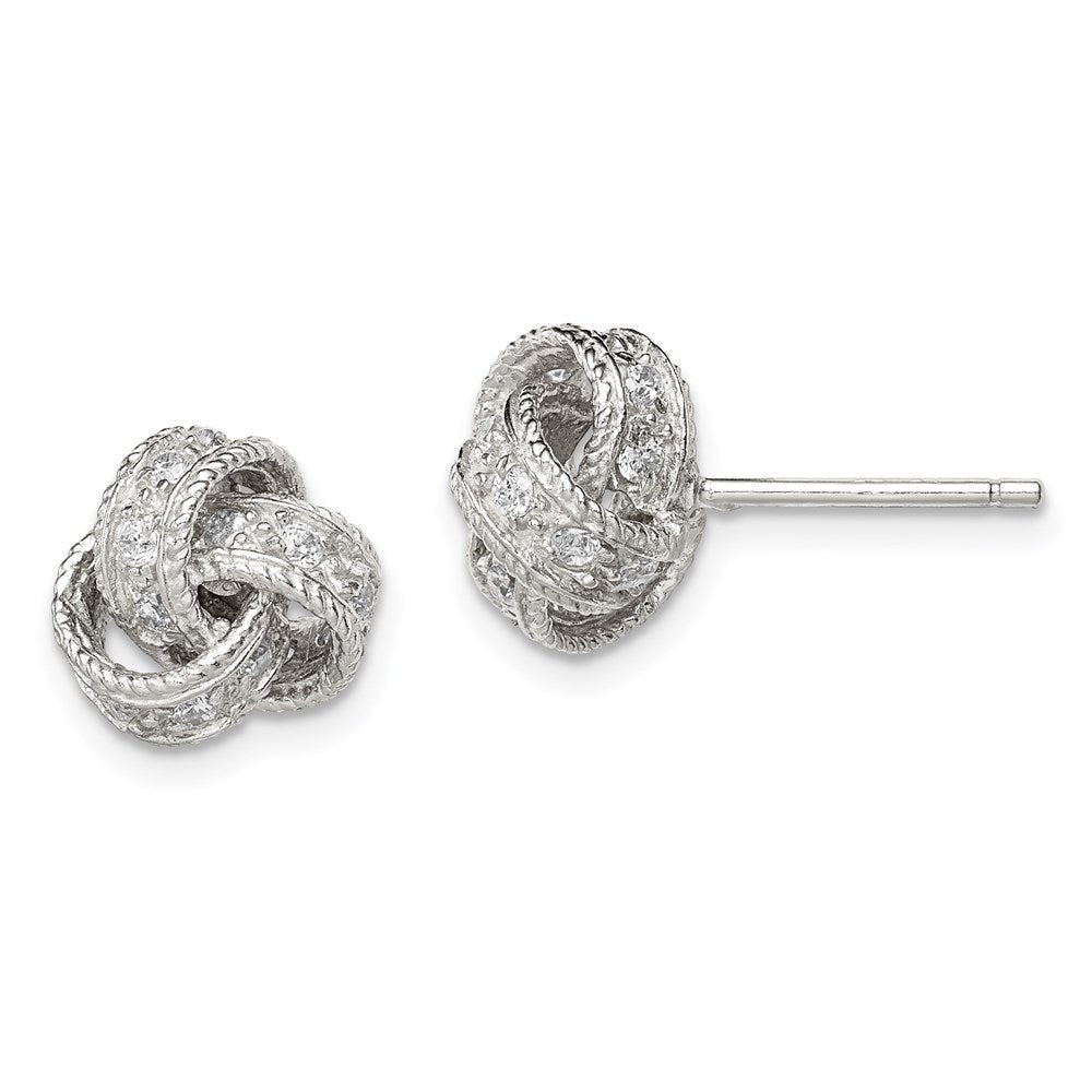 Sterlingsilber Rhodiniert Zirkonia Liebe Knoten Ohrstecker