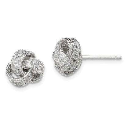 Sterlingsilber Rhodiniert Zirkonia Liebe Knoten Ohrstecker