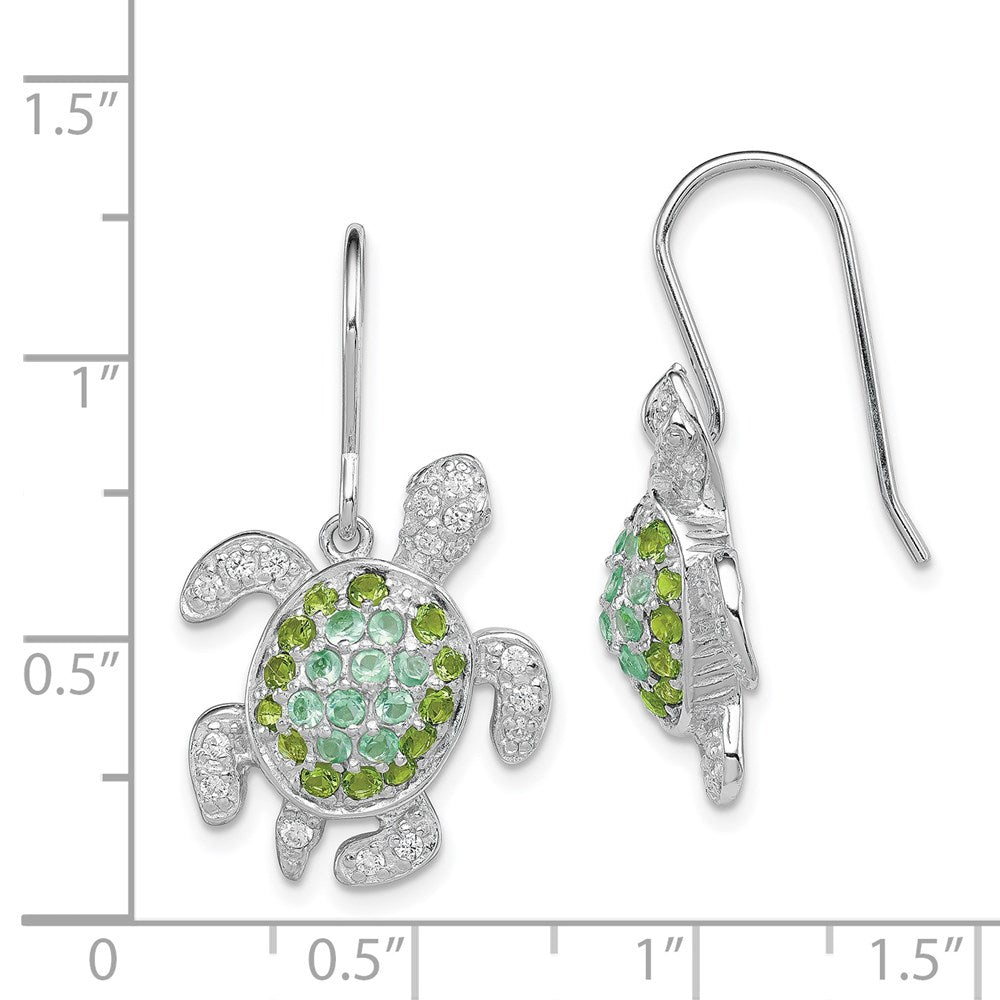 Sterlingsilber Rhodiniert Multi Zirkonia Schildkröte Ohrhänger