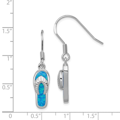 Sterlingsilber Rhodiniert Erzeugt Blau Einlage Opal Sandal Ohrhänger