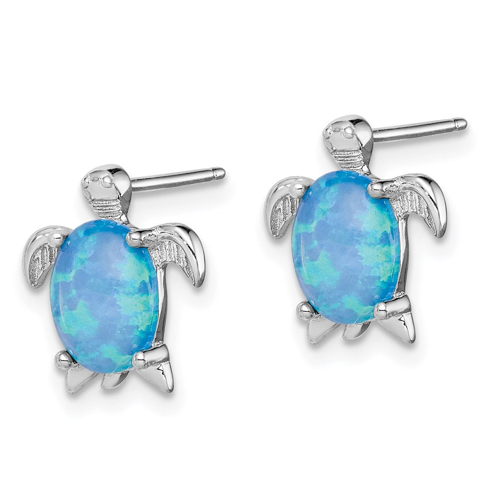 Sterlingsilber Rhodiniert Erzeugt Opal Poliert Schildkröte Ohrstecker