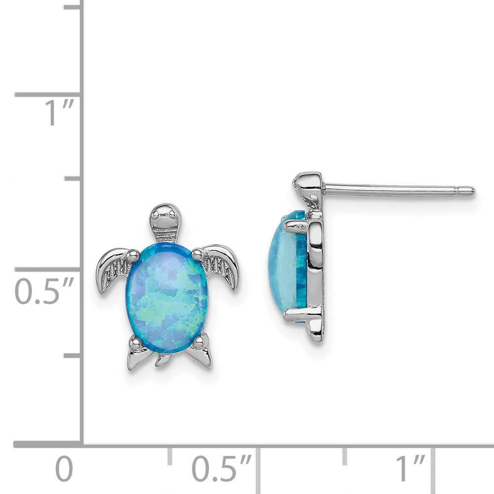 Sterlingsilber Rhodiniert Erzeugt Opal Poliert Schildkröte Ohrstecker