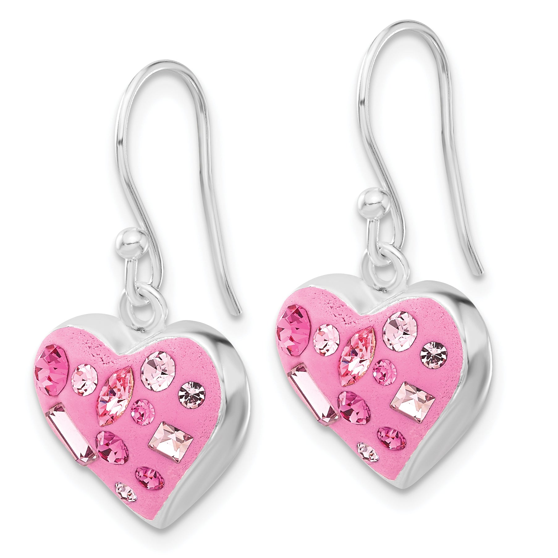 Sterlingsilber Stellux Kristall Accented Rosa Herz Ohrhänger