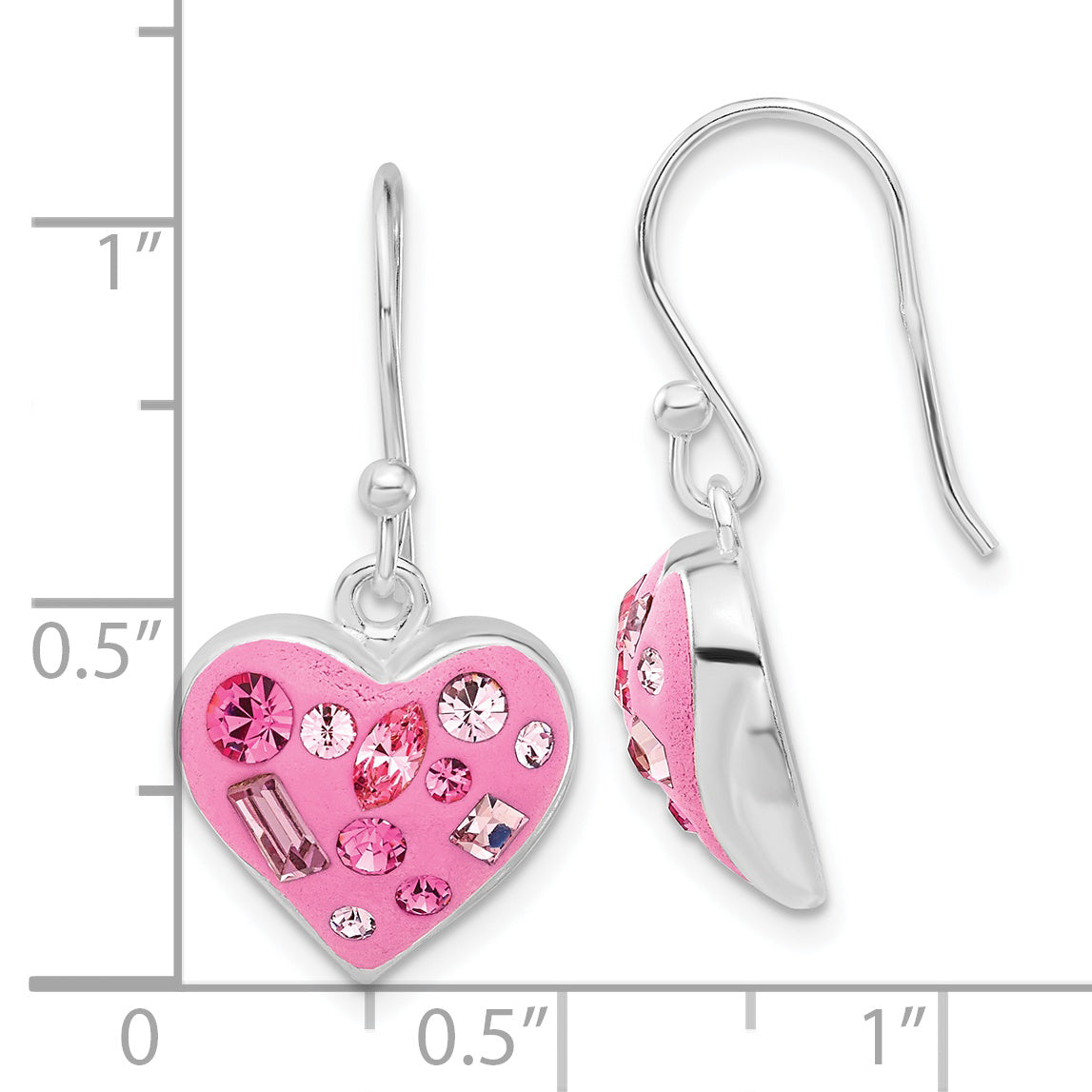 Sterlingsilber Stellux Kristall Accented Rosa Herz Ohrhänger