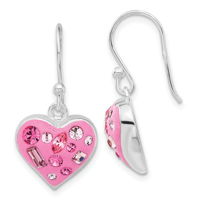 Sterlingsilber Stellux Kristall Accented Rosa Herz Ohrhänger