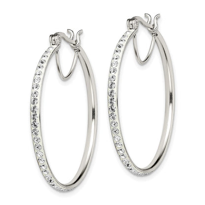 Sterlingsilber Rhodiniert Weiß Preciosa Kristall Creolen