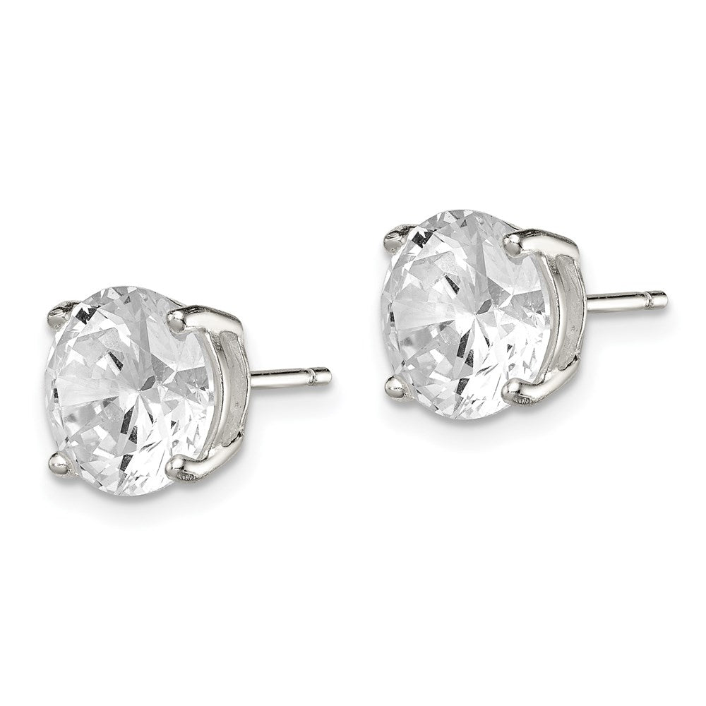 Sterlingsilber 9mm Rund Korb Set Zirkonia Ohrstecker