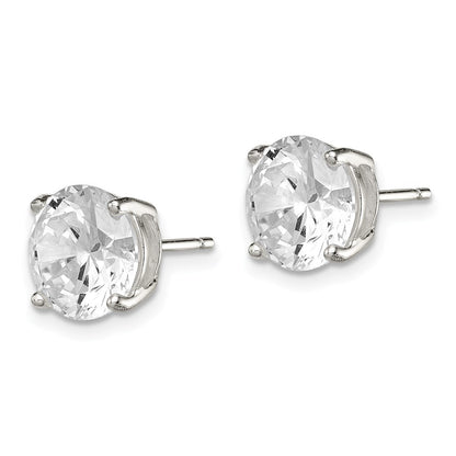 Sterlingsilber 9mm Rund Korb Set Zirkonia Ohrstecker