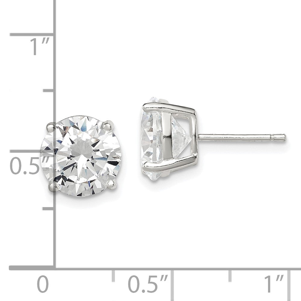 Sterlingsilber 9mm Rund Korb Set Zirkonia Ohrstecker