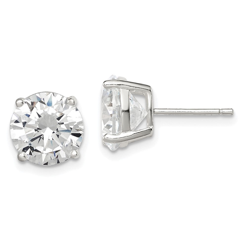 Sterlingsilber 9mm Rund Korb Set Zirkonia Ohrstecker