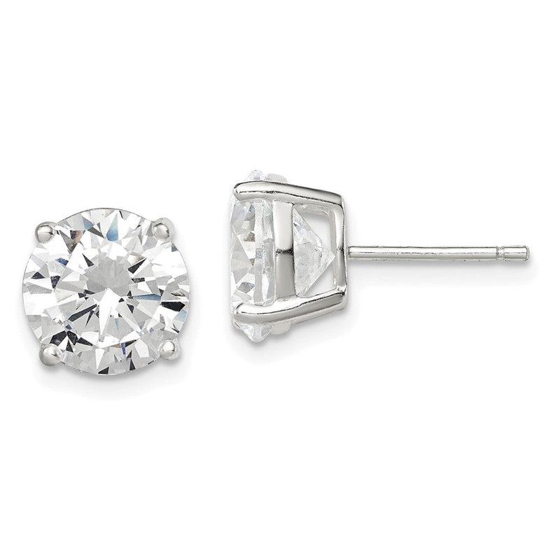 Sterlingsilber 9mm Rund Korb Set Zirkonia Ohrstecker