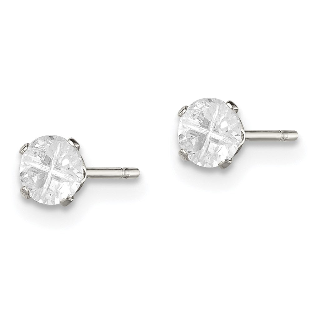 Sterlingsilber 4mm Rund Snap Set Kreuz-cut Zirkonia Ohrstecker