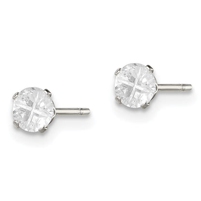 Sterlingsilber 4mm Rund Snap Set Kreuz-cut Zirkonia Ohrstecker