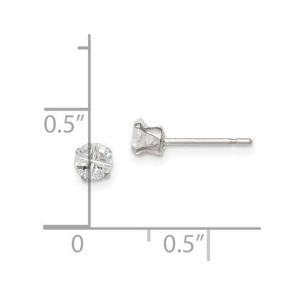 Sterlingsilber 4mm Rund Snap Set Kreuz-cut Zirkonia Ohrstecker
