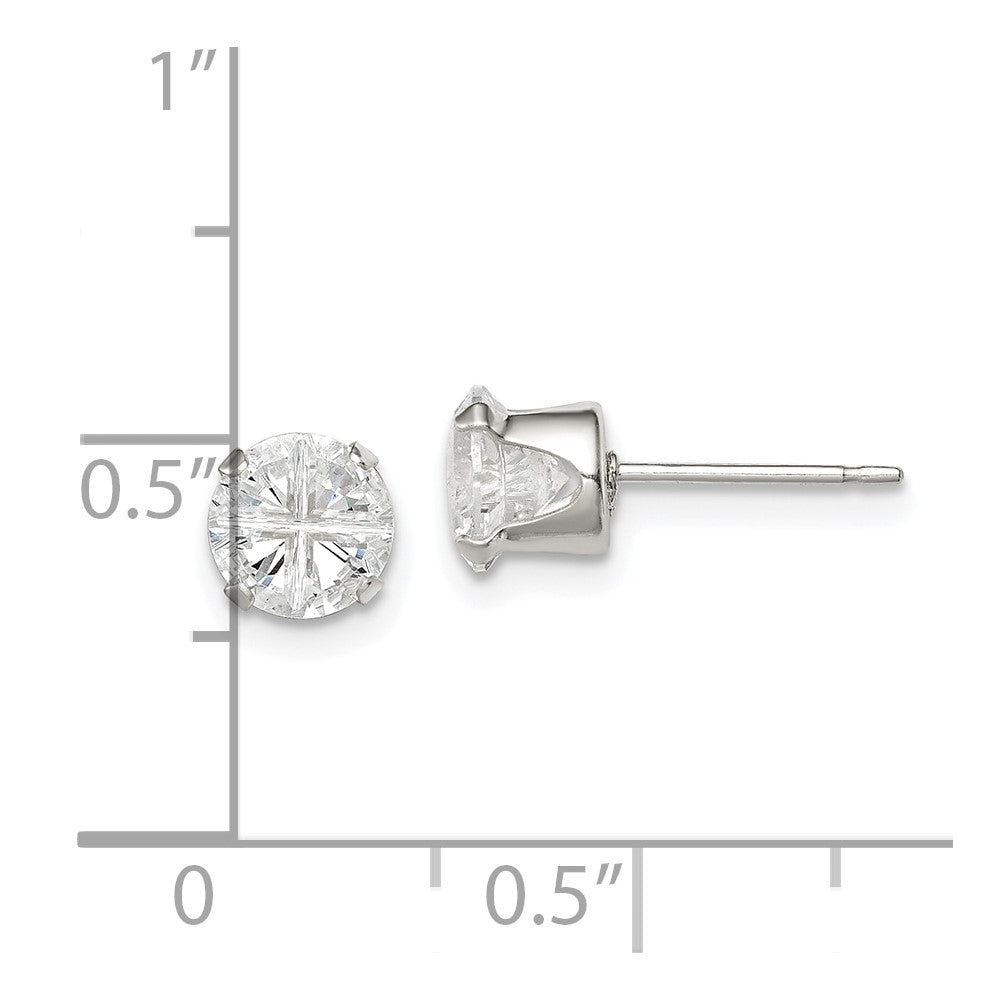 Sterlingsilber 6mm Rund Snap Set Kreuz-cut Zirkonia Ohrstecker