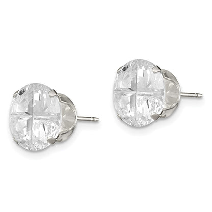Sterlingsilber 10mm Rund Snap Set Kreuz-cut Zirkonia Ohrstecker