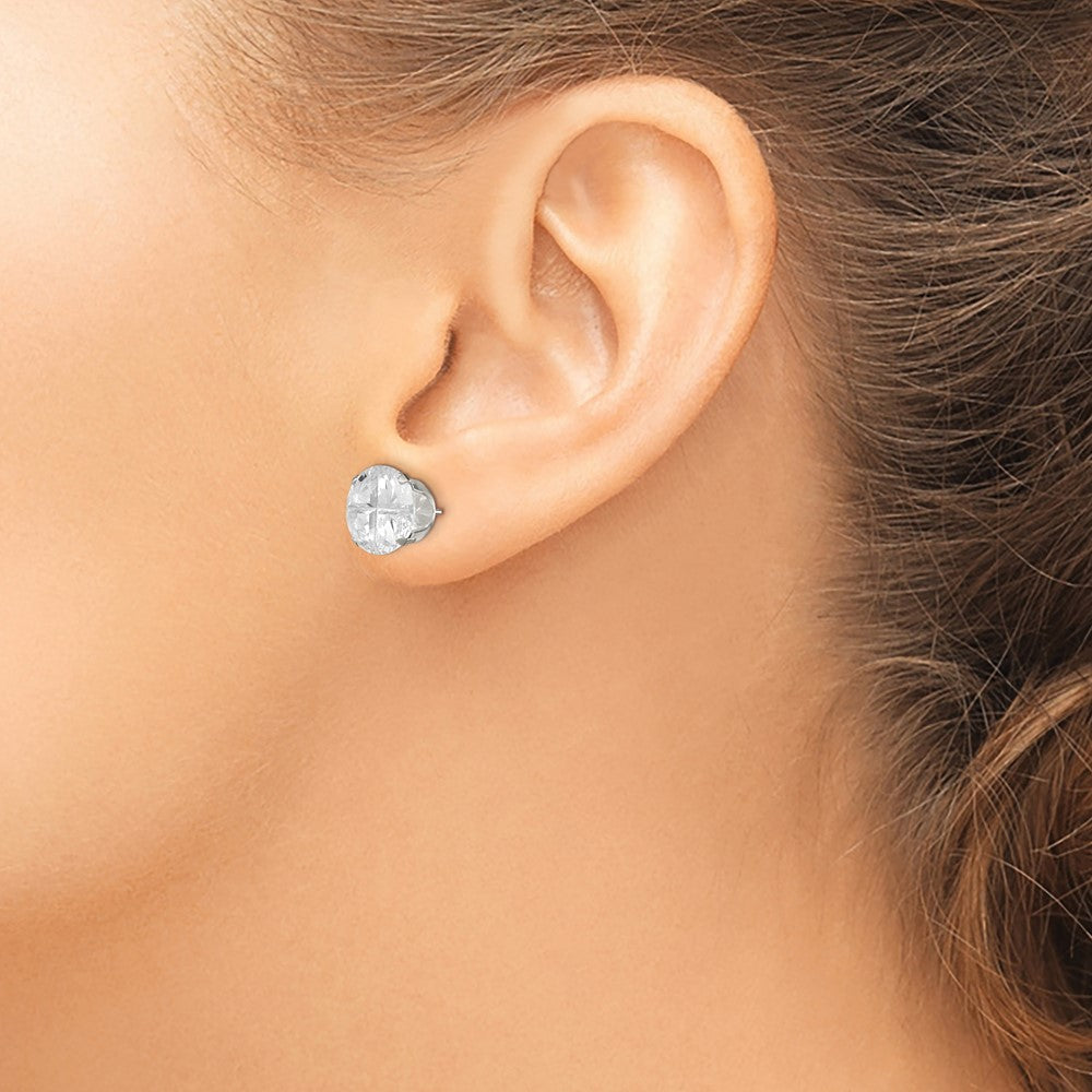 Sterlingsilber 10mm Rund Snap Set Kreuz-cut Zirkonia Ohrstecker