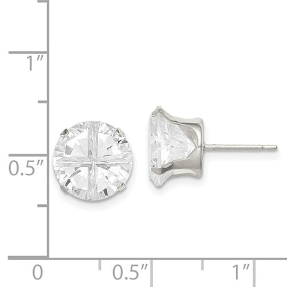 Sterlingsilber 10mm Rund Snap Set Kreuz-cut Zirkonia Ohrstecker