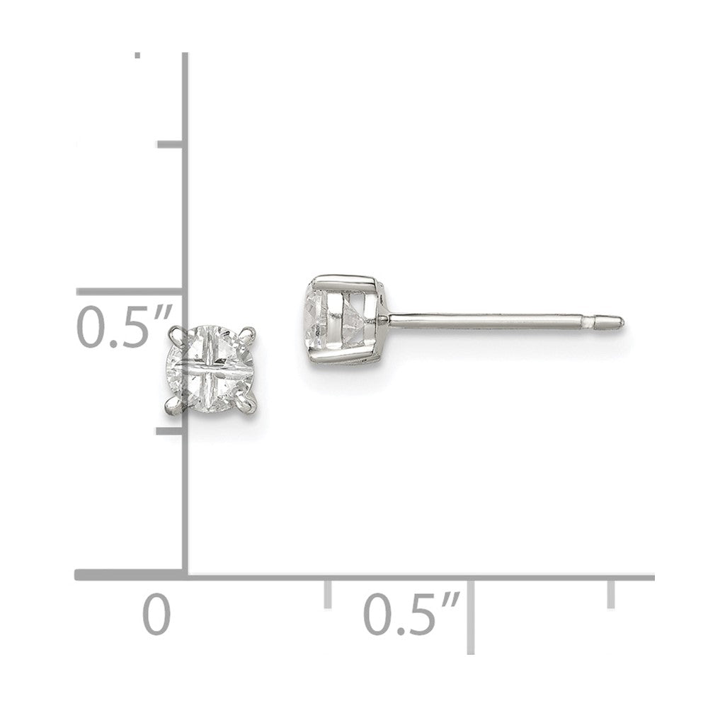 Sterlingsilber 4mm Rund Korb Set Kreuz-cut Zirkonia Ohrstecker