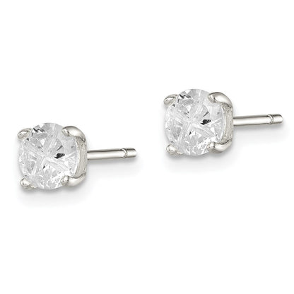 Sterlingsilber 5mm Rund Korb Set Kreuz-cut Zirkonia Ohrstecker