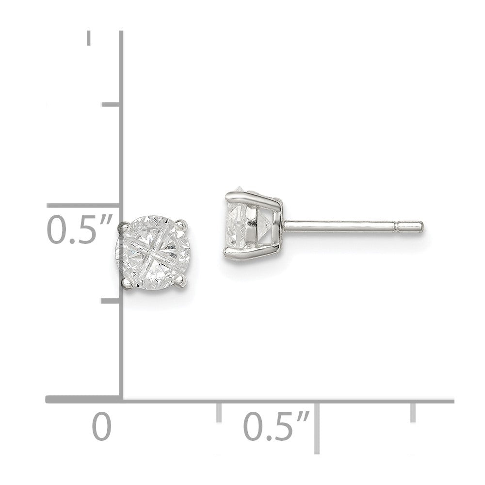 Sterlingsilber 5mm Rund Korb Set Kreuz-cut Zirkonia Ohrstecker