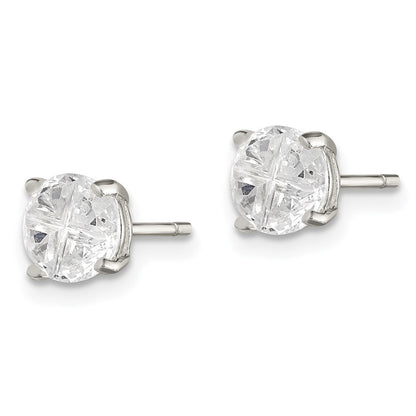 Sterlingsilber 6mm Rund Korb Set Kreuz-cut Zirkonia Ohrstecker