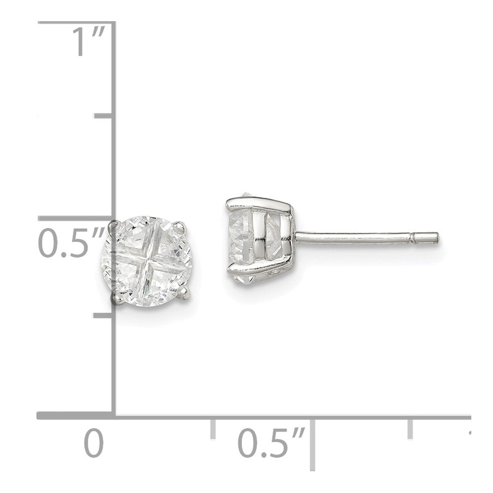 Sterlingsilber 6mm Rund Korb Set Kreuz-cut Zirkonia Ohrstecker