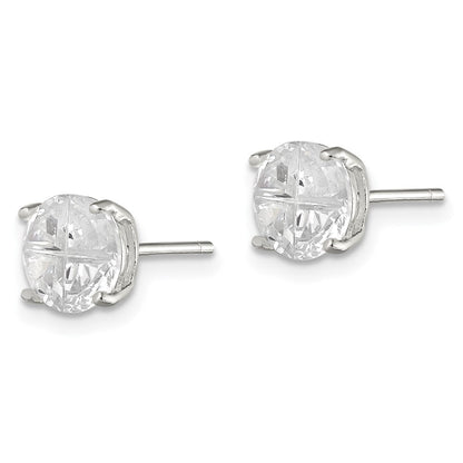 Sterlingsilber 7mm Rund Korb Set Kreuz-cut Zirkonia Ohrstecker