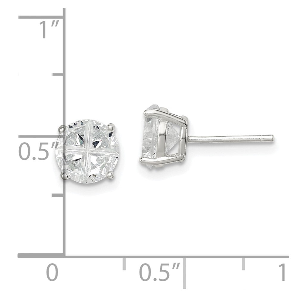 Sterlingsilber 7mm Rund Korb Set Kreuz-cut Zirkonia Ohrstecker
