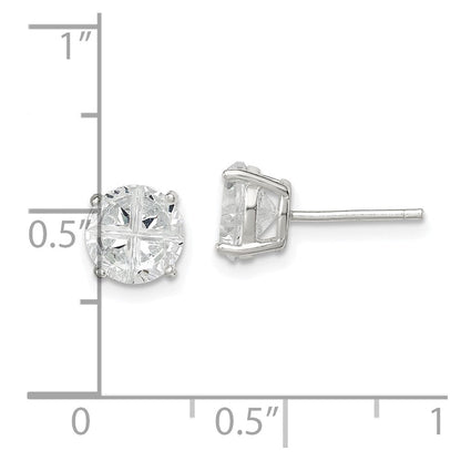 Sterlingsilber 7mm Rund Korb Set Kreuz-cut Zirkonia Ohrstecker
