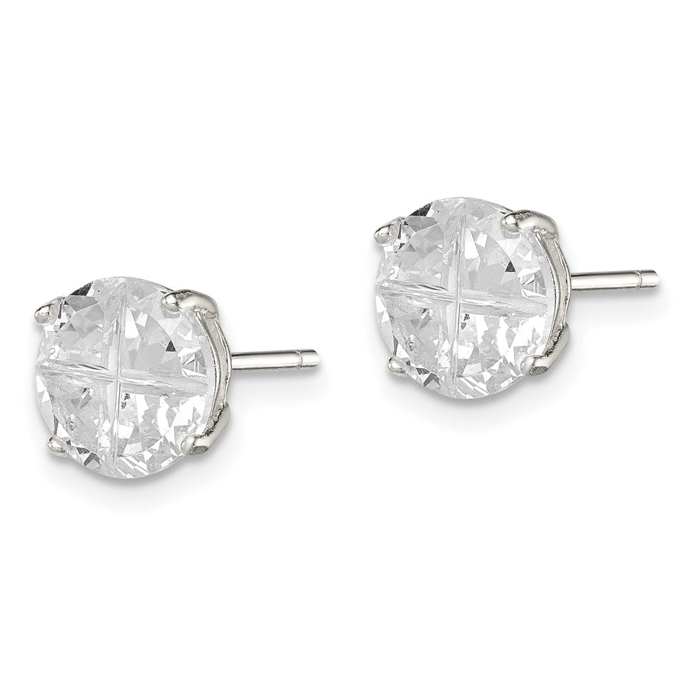 Sterlingsilber 8mm Rund Korb Set Kreuz-cut Zirkonia Ohrstecker