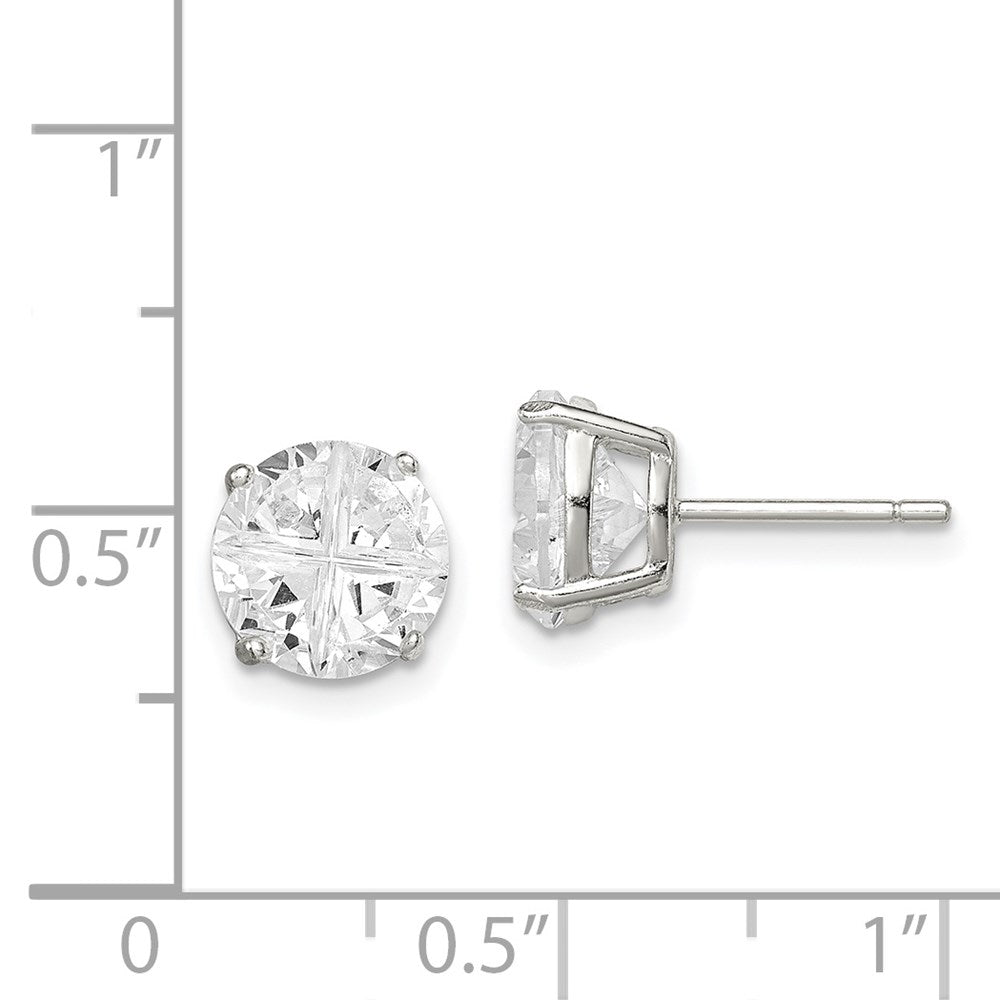 Sterlingsilber 8mm Rund Korb Set Kreuz-cut Zirkonia Ohrstecker