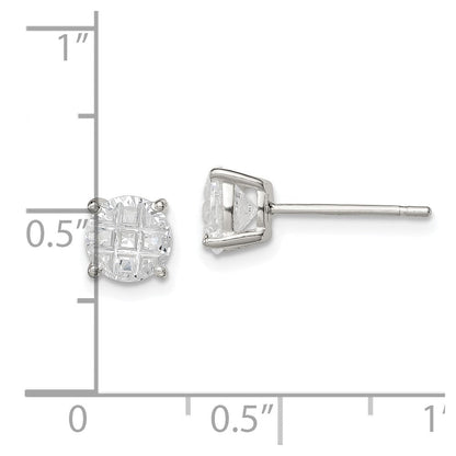 Sterlingsilber 6mm Rund Korb Set Lasergraviert-cut Zirkonia Ohrstecker