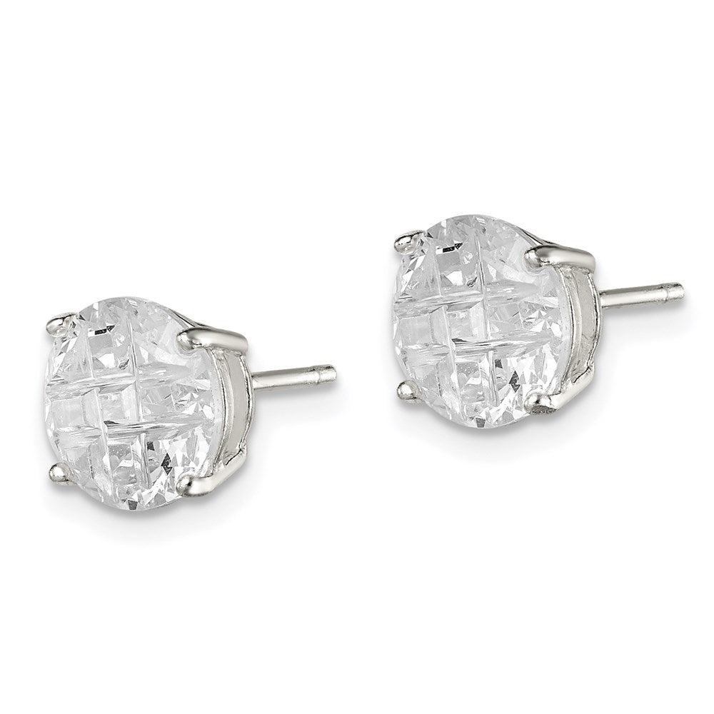 Sterlingsilber 8mm Rund Korb Set Lasergraviert-cut Zirkonia Ohrstecker