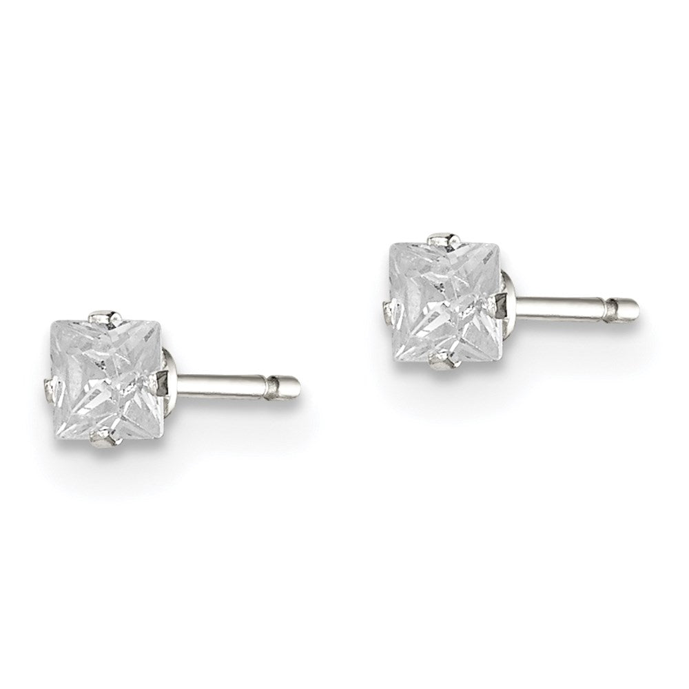 Sterlingsilber 3mm Quadratisch Snap Set Zirkonia Ohrstecker