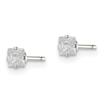 Sterlingsilber 3mm Quadratisch Snap Set Zirkonia Ohrstecker