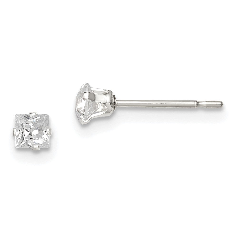 Sterlingsilber 3mm Quadratisch Snap Set Zirkonia Ohrstecker