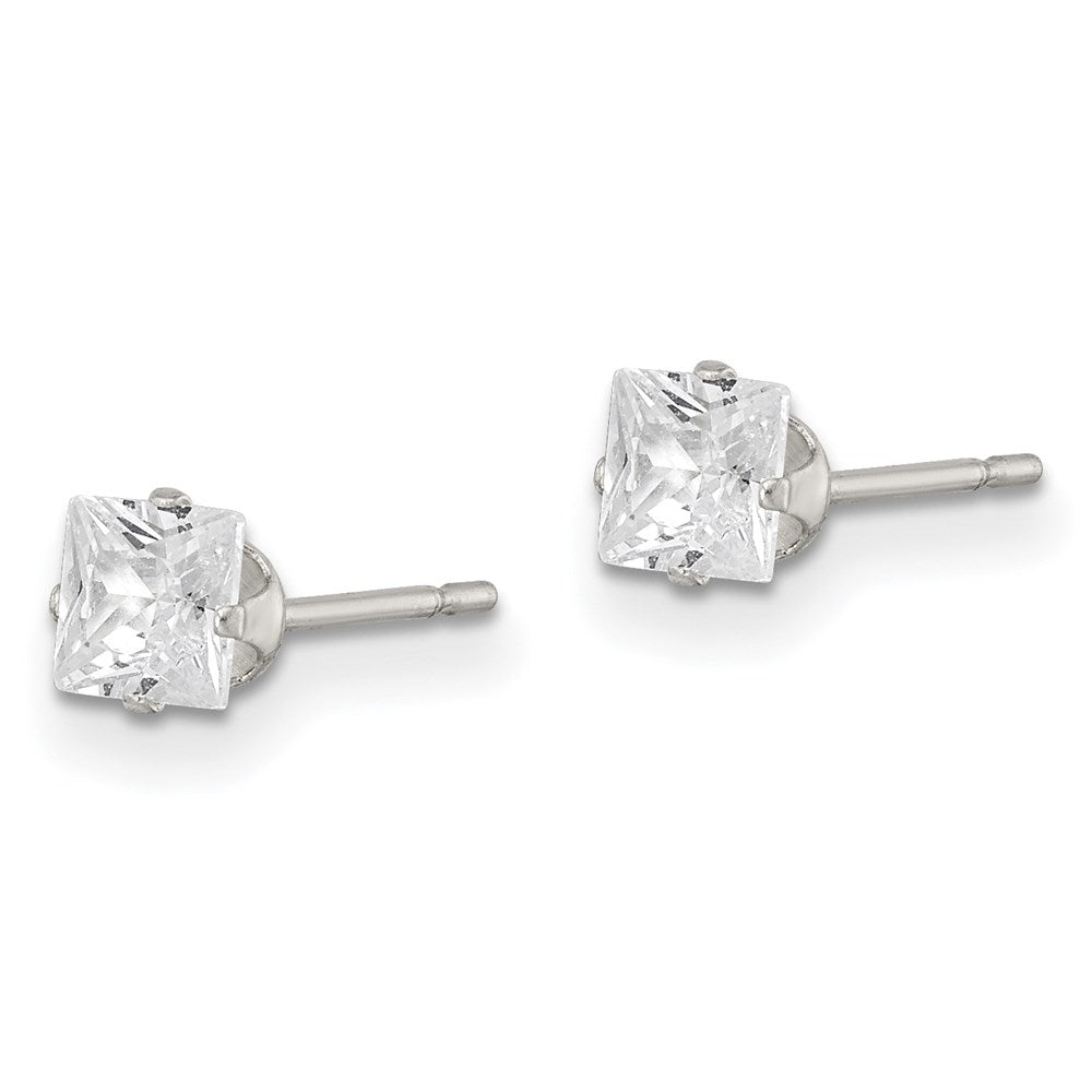 Sterlingsilber 4mm Quadratisch Snap Set Zirkonia Ohrstecker