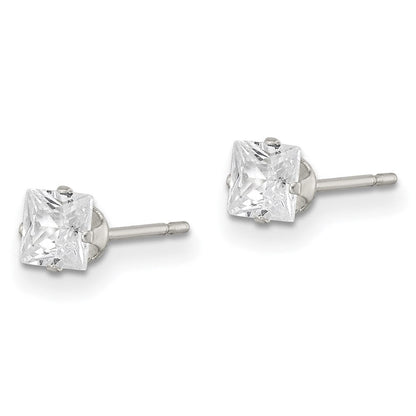 Sterlingsilber 4mm Quadratisch Snap Set Zirkonia Ohrstecker