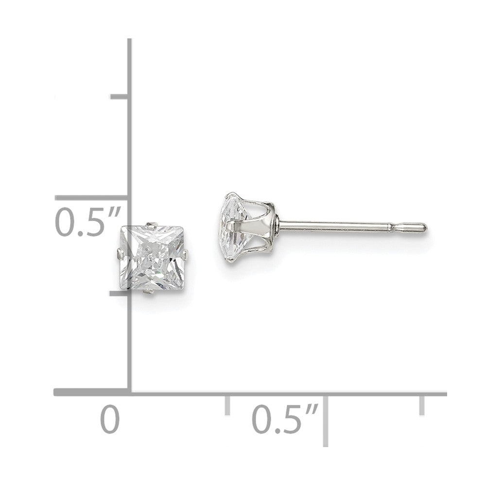 Sterlingsilber 4mm Quadratisch Snap Set Zirkonia Ohrstecker