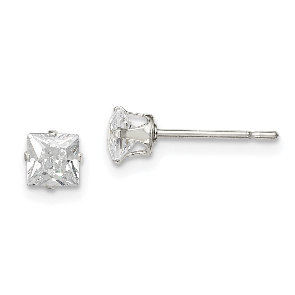 Sterlingsilber 4mm Quadratisch Snap Set Zirkonia Ohrstecker